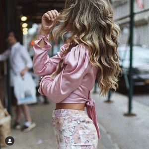 Revolve silk pink top